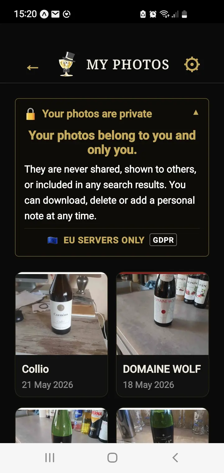 My Photos — your private wine collection